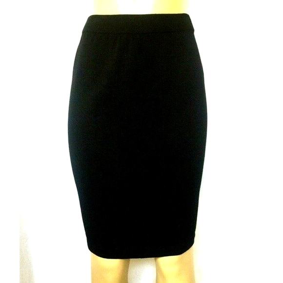 St John Basics Santana Knit Skirt Pencil Straight Black Classic S 6 VTG - Picture 2 of 6